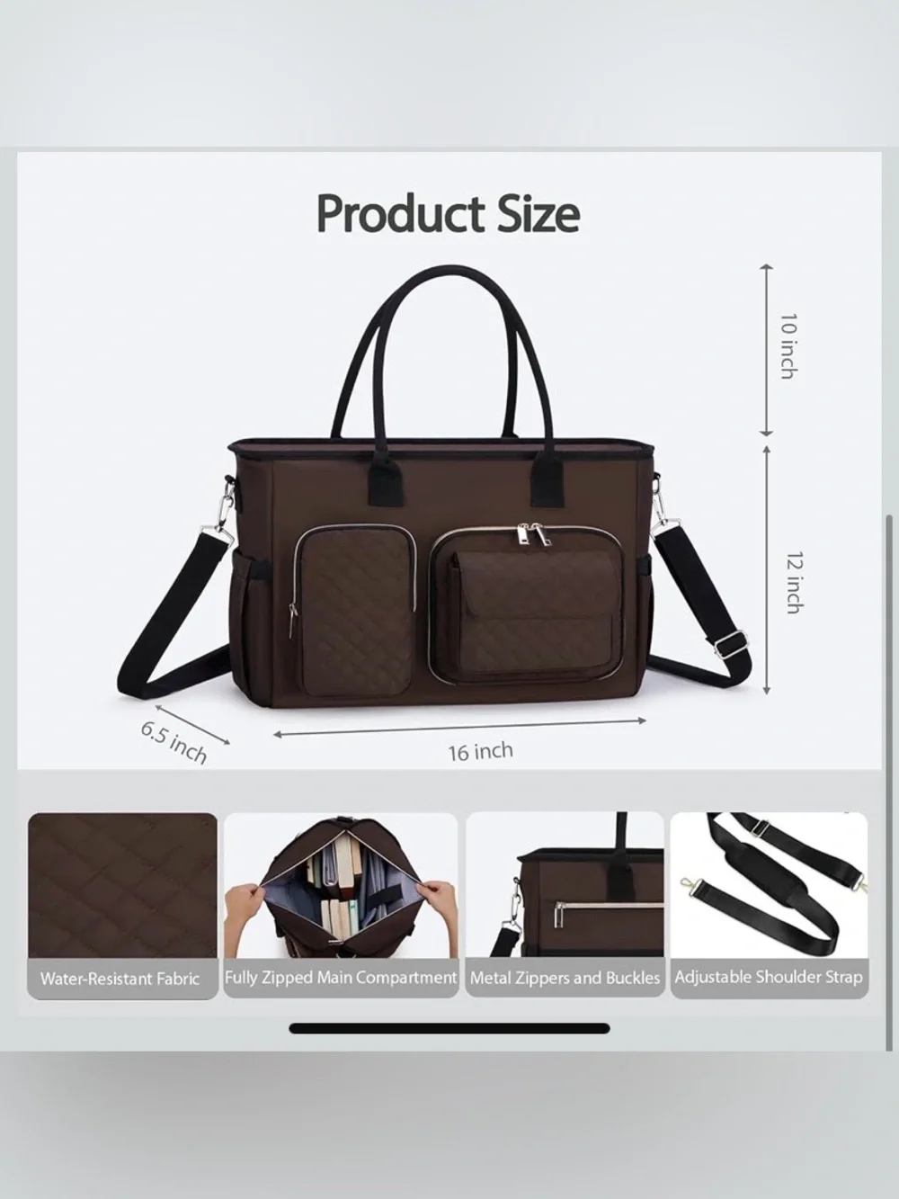 Quilted Navy Laptop Tote Bag